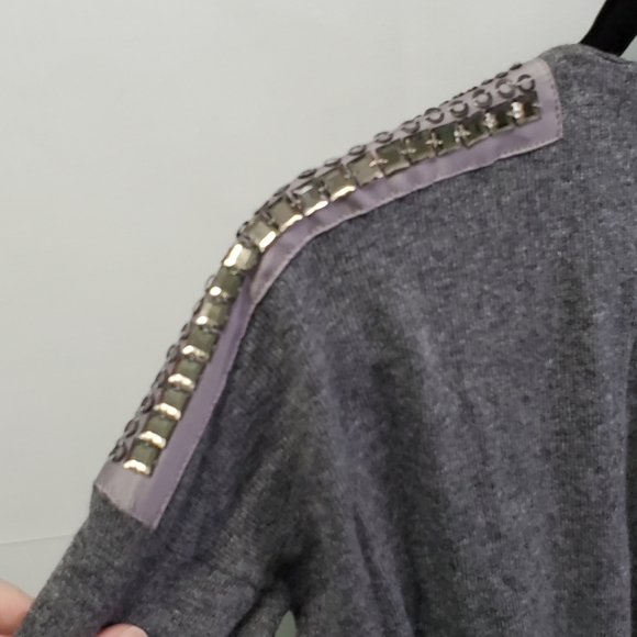 Day Birger Et Mikkelsen Oversized Gray Sweater Dress w/ Beading Studs Shoulders - Picture 6 of 13